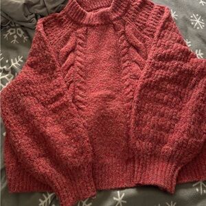 Cozy Red Cable Knit Sweater